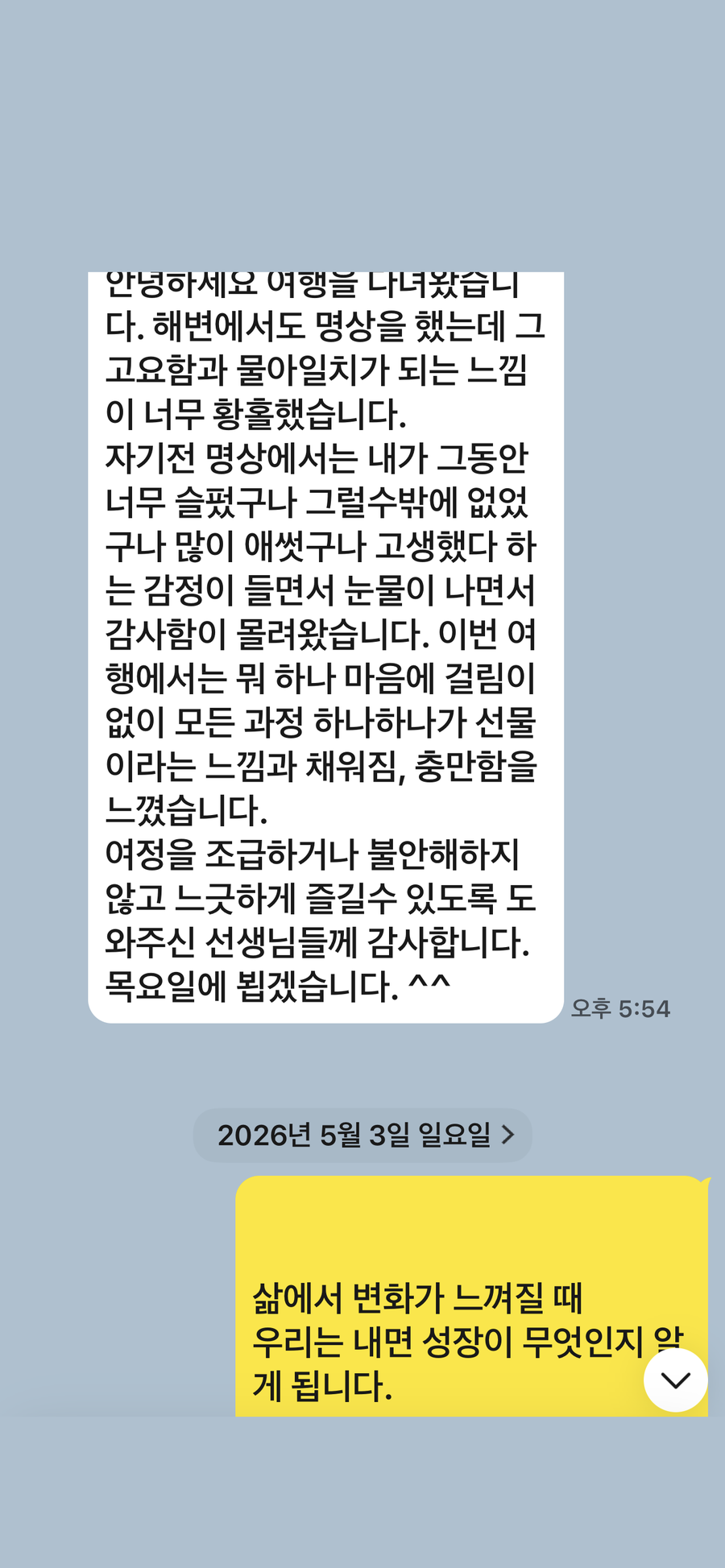 회원 수련 일지 — 일상에서 이어진 수련 기록